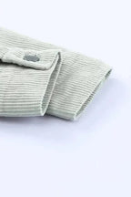 Corduroy Jackets Sky Blue Raw Hem Flap Pockets Cropped Corduroy Jacket