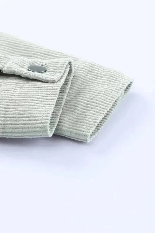 Corduroy Jackets Sky Blue Raw Hem Flap Pockets Cropped Corduroy Jacket