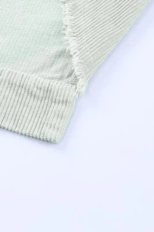 Corduroy Jackets Sky Blue Raw Hem Flap Pockets Cropped Corduroy Jacket