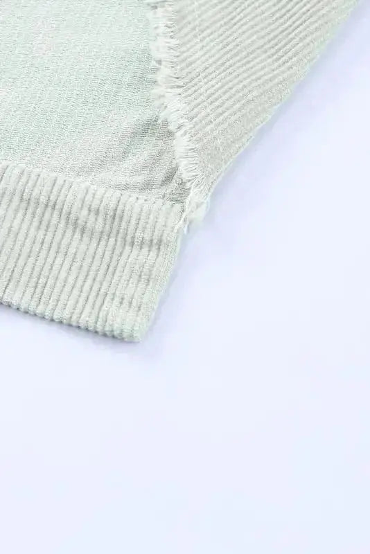 Corduroy Jackets Sky Blue Raw Hem Flap Pockets Cropped Corduroy Jacket