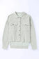 Corduroy Jackets Sky Blue Raw Hem Flap Pockets Cropped Corduroy Jacket