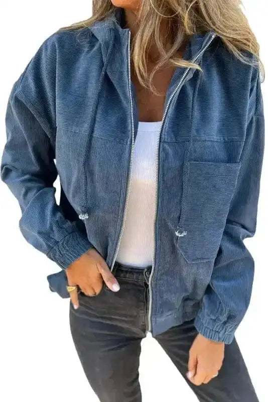 Corduroy Jackets Teal Trek Hooded Jacket