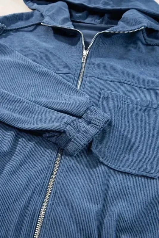Corduroy Jackets Teal Trek Hooded Jacket