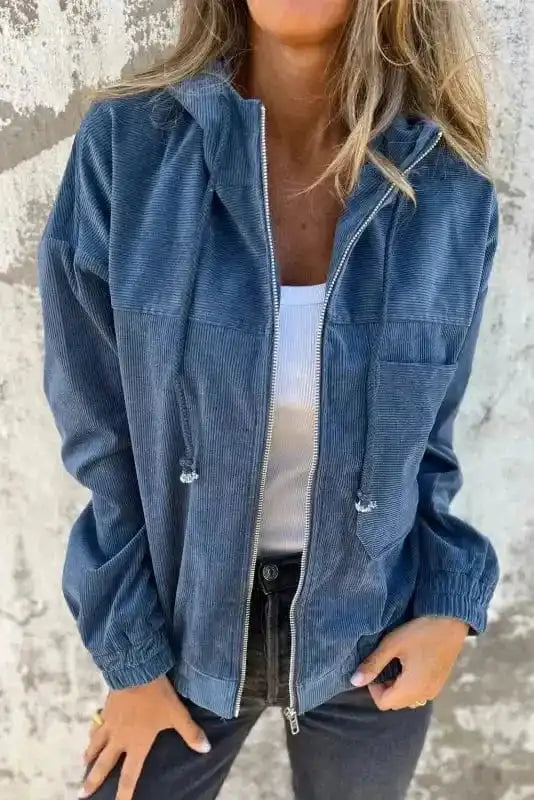 Corduroy Jackets Teal Trek Hooded Jacket