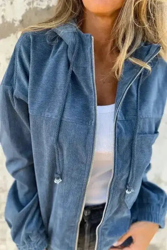 Corduroy Jackets Teal Trek Hooded Jacket