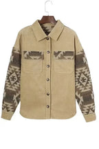 Corduroy Jackets Western Corduroy Jacket - Khaki Aztec Patchwork