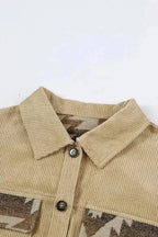Corduroy Jackets Western Corduroy Jacket - Khaki Aztec Patchwork
