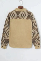 Corduroy Jackets Western Corduroy Jacket - Khaki Aztec Patchwork
