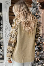 Corduroy Jackets Western Corduroy Jacket - Khaki Aztec Patchwork