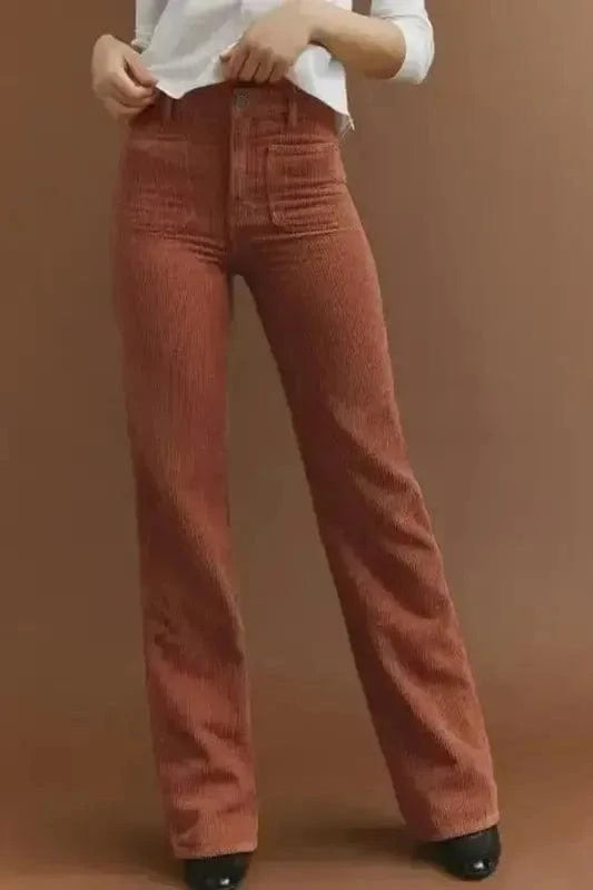 Corduroy Pants Brown / S / 95%Polyester+5%Elastane Pinnacle Pocket Corduroy Trousers