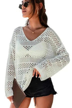 Cover-Ups Hollow Out Crochet Loose Fit Sweater