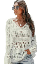 Cover-Ups Hollow Out Crochet Loose Fit Sweater