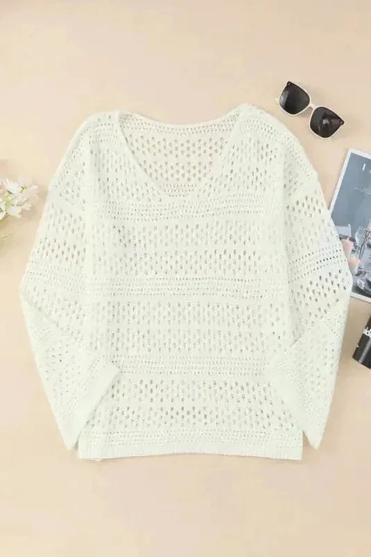 Cover-Ups Hollow Out Crochet Loose Fit Sweater