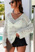 Cover-Ups Hollow Out Crochet Loose Fit Sweater