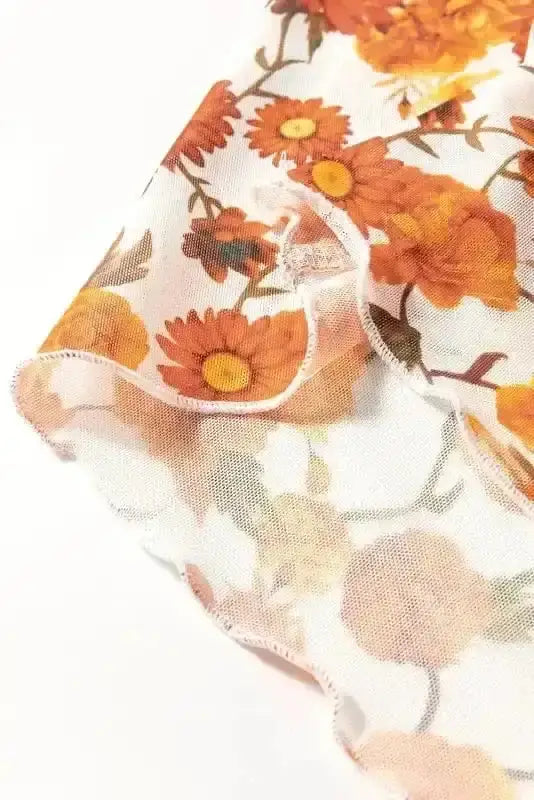 Crop Tops Flora Charm Bell Sleeve Crop Top
