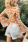 Crop Tops Flora Charm Bell Sleeve Crop Top