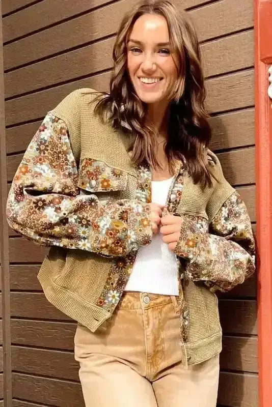 Cropped Jackets Flora-Fusion Waffle Knit Jacket