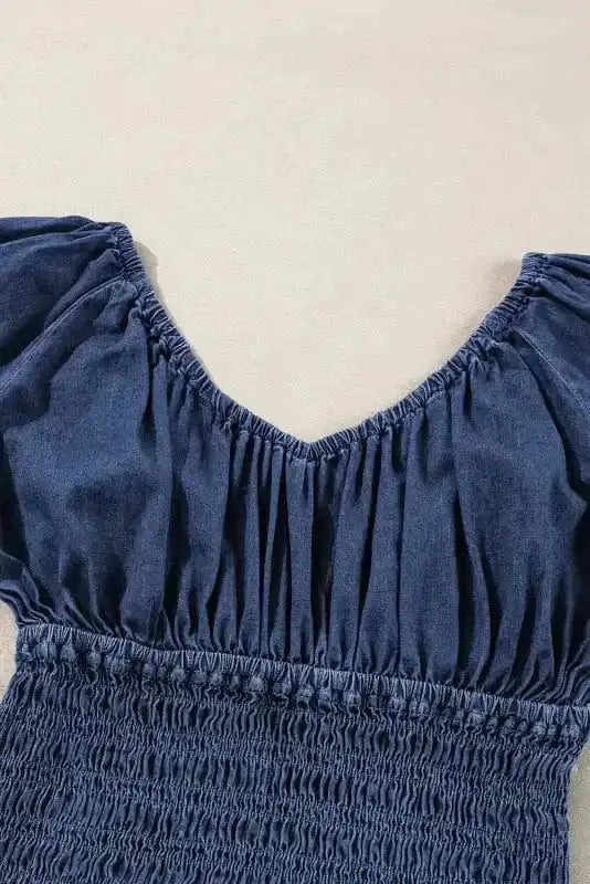 Denim Blouses Blue Belle Smocked Denim Blouse