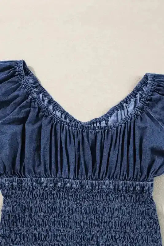 Denim Blouses Blue Belle Smocked Denim Blouse