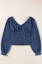 Denim Blouses Blue Belle Smocked Denim Blouse