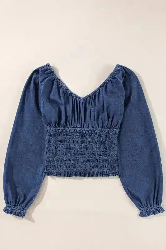 Denim Blouses Blue Belle Smocked Denim Blouse