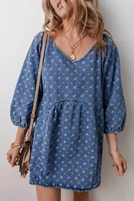 Denim Dresses Ashleigh Blue / S / 75%Cotton+25%Polyester Azure Retreat Denim Dress