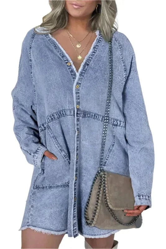 Denim Dresses Beau Blue / S / 82%Cotton+10%Polyester+8%Viscose Sapphire Sands Denim Dress