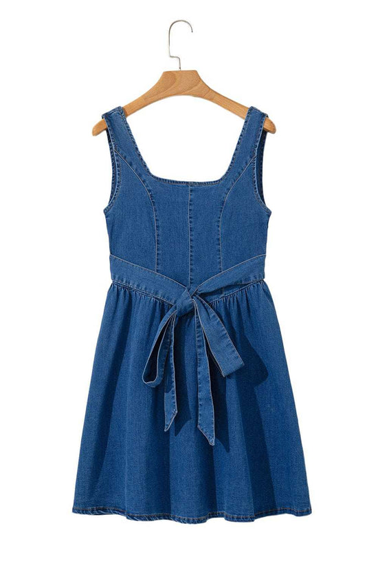 Denim Dresses Bowback Denim A-Line Dress