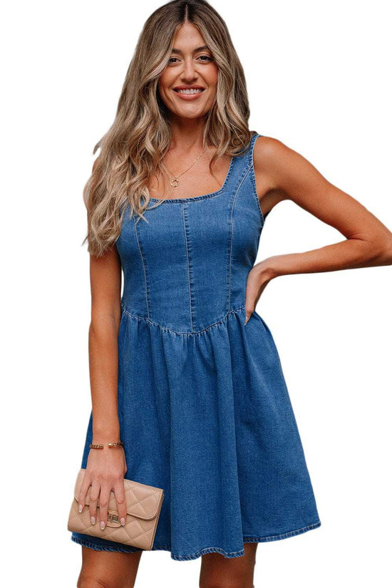 Denim Dresses Bowback Denim A-Line Dress