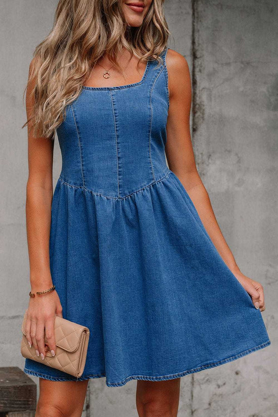 Denim Dresses Bowback Denim A-Line Dress
