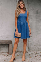 Denim Dresses Bowback Denim A-Line Dress