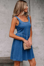 Denim Dresses Bowback Denim A-Line Dress