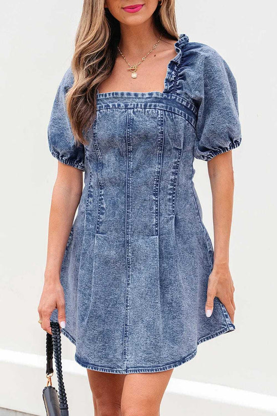 Denim Dresses Bustier Mini Denim Dress - Chic and Edgy