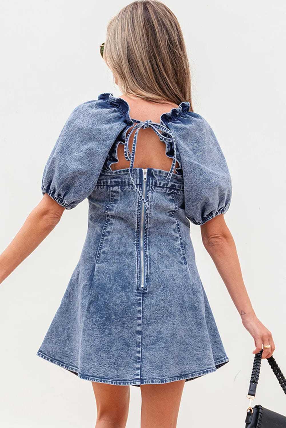 Denim Dresses Bustier Mini Denim Dress - Chic and Edgy