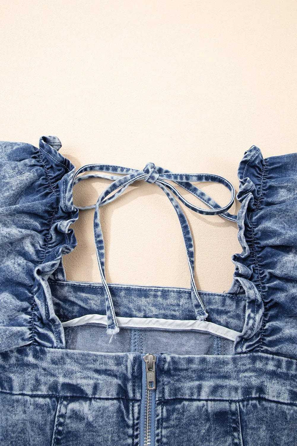 Denim Dresses Bustier Mini Denim Dress - Chic and Edgy