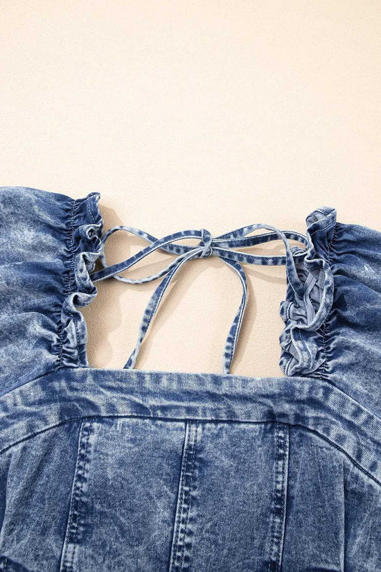 Denim Dresses Bustier Mini Denim Dress - Chic and Edgy