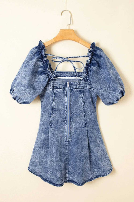 Denim Dresses Bustier Mini Denim Dress - Chic and Edgy