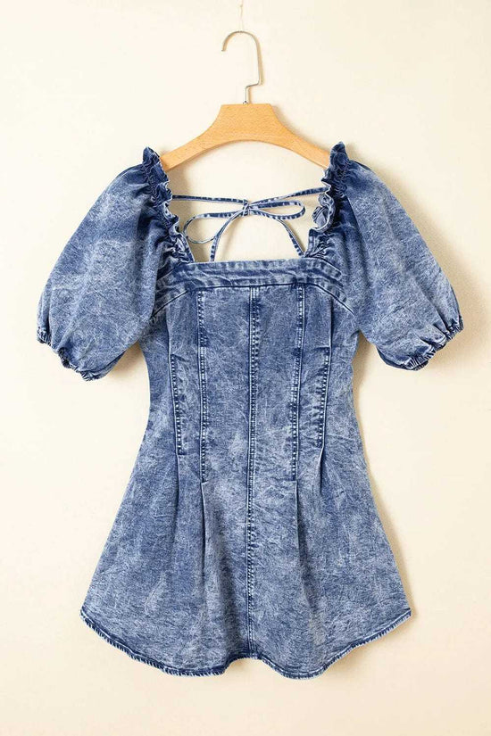 Denim Dresses Bustier Mini Denim Dress - Chic and Edgy