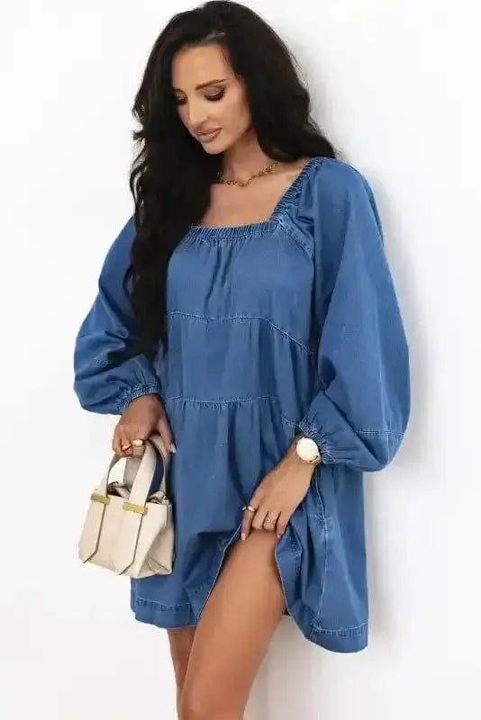 Denim Dresses Comfort-Fit Mini Denim Dress