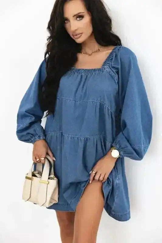 Denim Dresses Comfort-Fit Mini Denim Dress