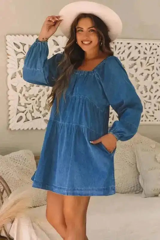 Denim Dresses Comfort-Fit Mini Denim Dress