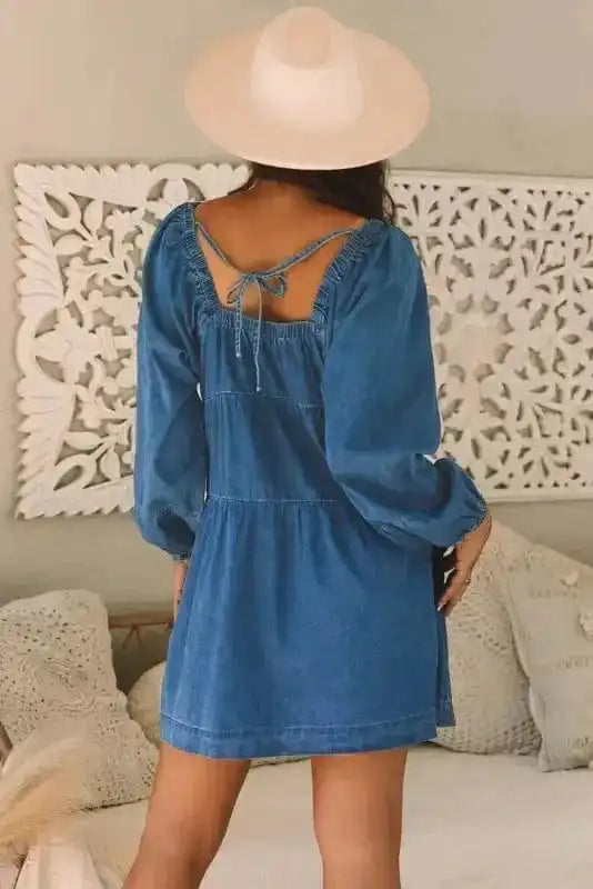 Denim Dresses Comfort-Fit Mini Denim Dress