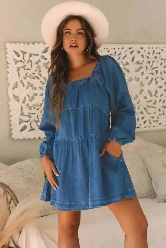 Denim Dresses Comfort-Fit Mini Denim Dress