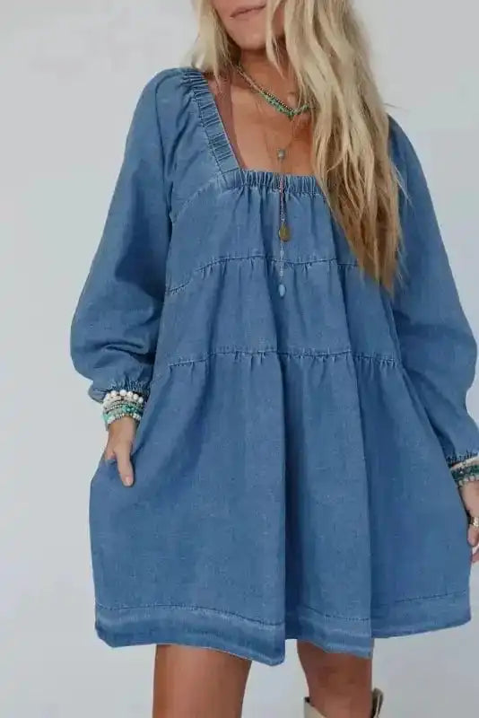 Denim Dresses Comfort-Fit Mini Denim Dress