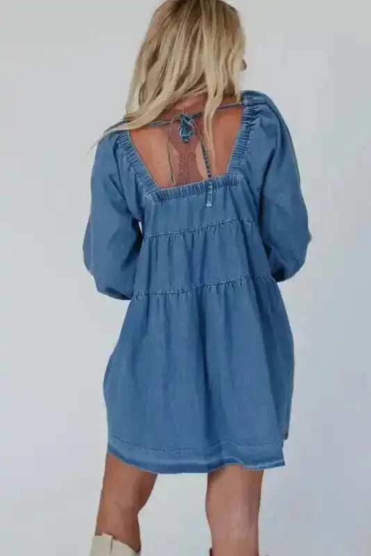 Denim Dresses Comfort-Fit Mini Denim Dress
