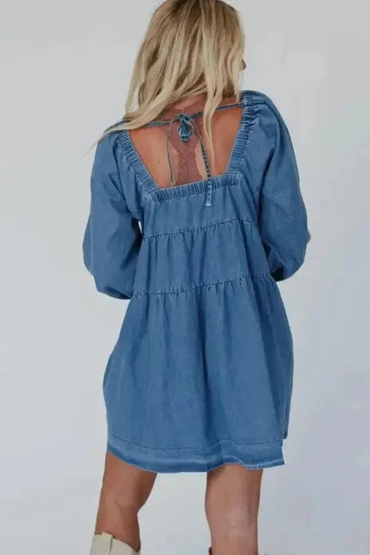Denim Dresses Comfort-Fit Mini Denim Dress