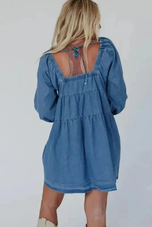 Denim Dresses Comfort-Fit Mini Denim Dress