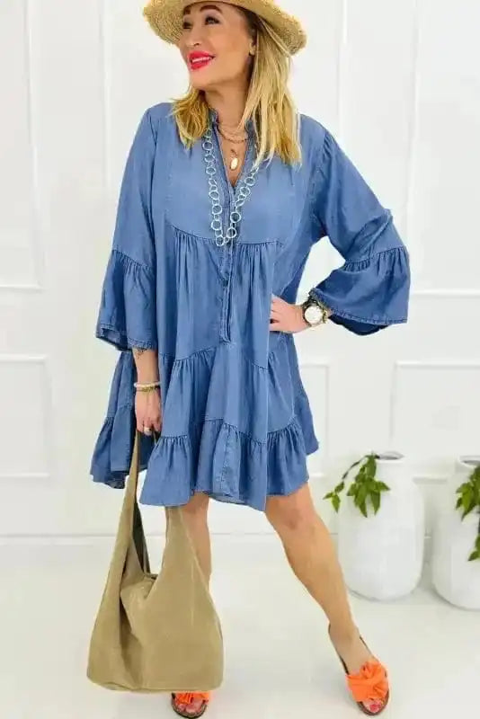 Denim Dresses Denim Dainty Tiered Dress