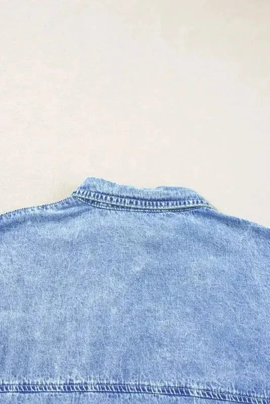 Denim Dresses Loose Chambray Dress - Short Sleeve