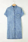 Denim Dresses Loose Chambray Dress - Short Sleeve